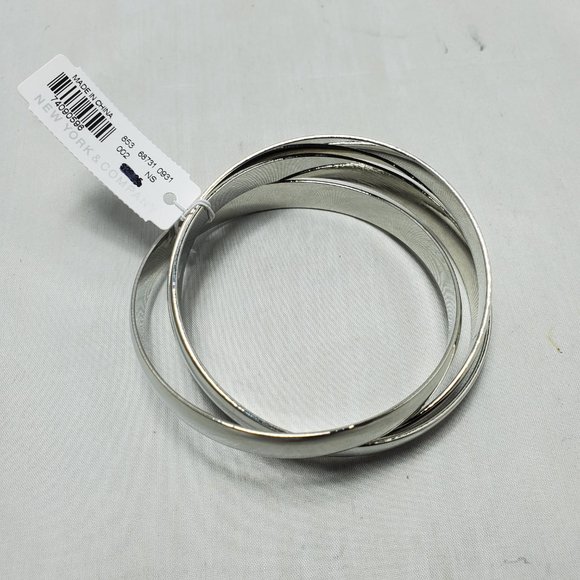 New York & Company silver trinity 3pc bangle bracelet set - Picture 2 of 7